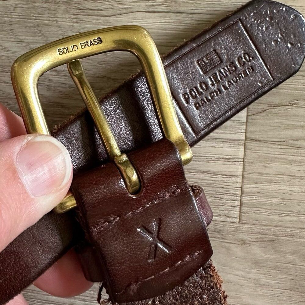 Polo by Ralph Lauren Brown Leather Belt with Brass Buckle